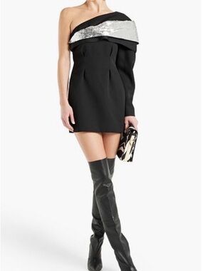 NWT ISABEL MARANT
Lidia one-sleeve embellished wool-twill mini dress Size 34